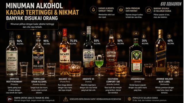Minuman Alkohol Dengan Kandungan Tertinggi Dan Nikmat