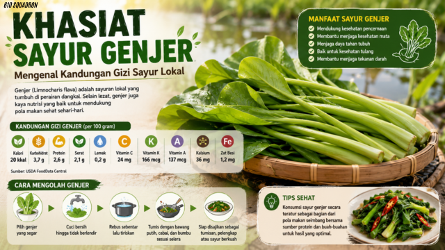 Khasiat Sayur Genjer : Mengenal Kandungan Gizi Sayur Lokal
