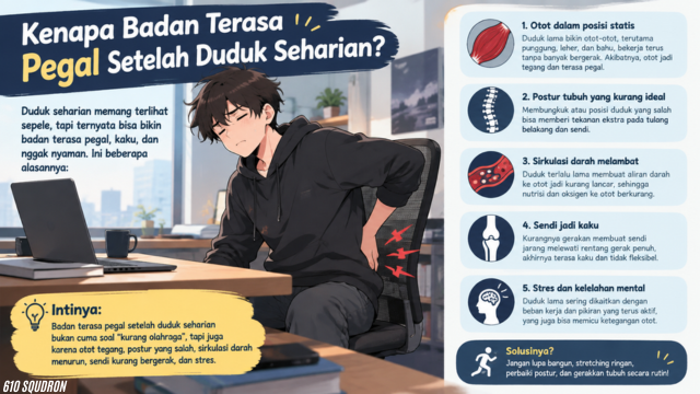 Kenapa Badan Terasa Pegal Setelah Duduk Seharian?